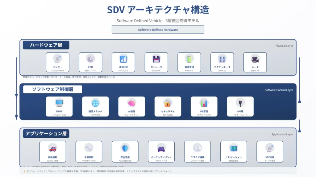 SDVの構造:ハードとソフトの3層モデル